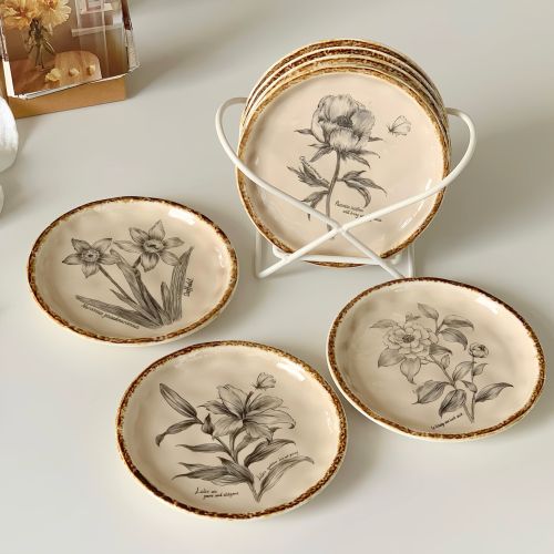 Japanese Retro Floral Dessert & Snack Plate