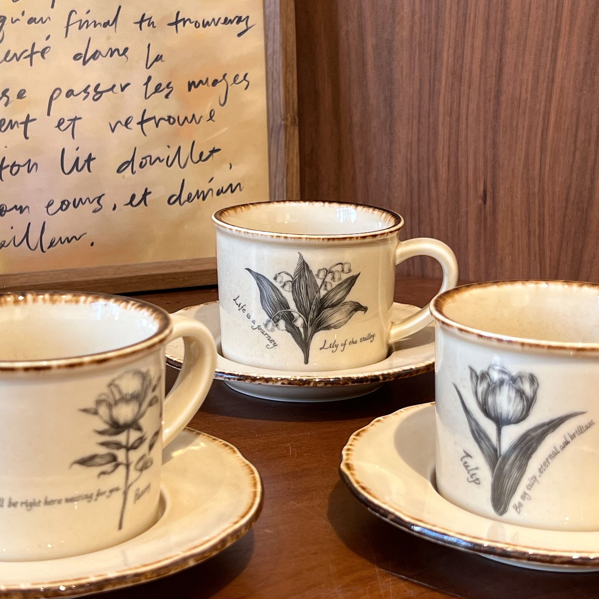 Japanese Retro Floral Coffee Cup & Saucer Set