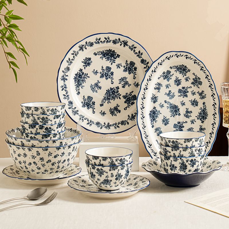 French-Style Premium Full Floral Tableware Set