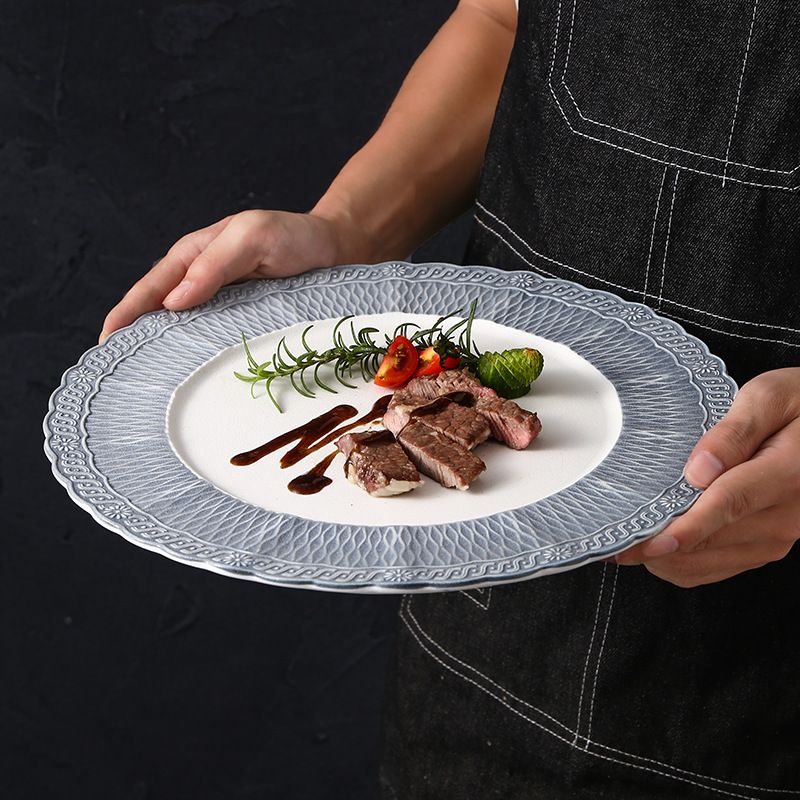 Embossed Luxury Lace Dinner Plate Charger Plate - 2