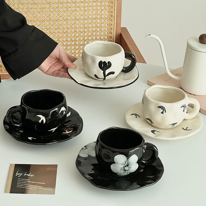 Hand-Painted Creative Coffee Cup & Saucer Gift Bag