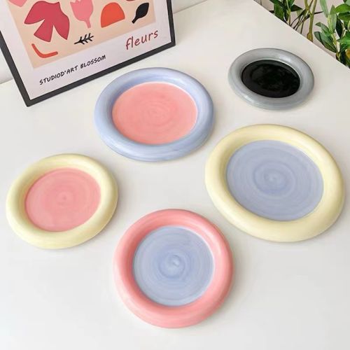 Colorful Checkered Underglaze Fruit Dessert Plate - 2