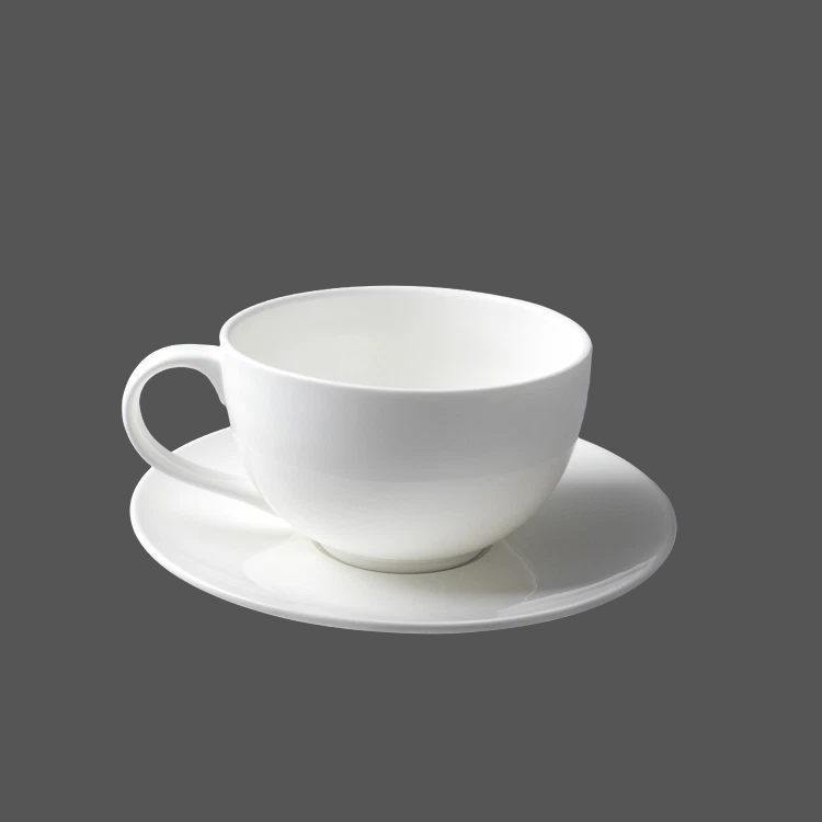 Pure White Ceramic Cup and Saucer - X011447