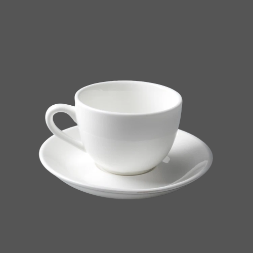 Pure White Ceramic Cup and Saucer - X011421
