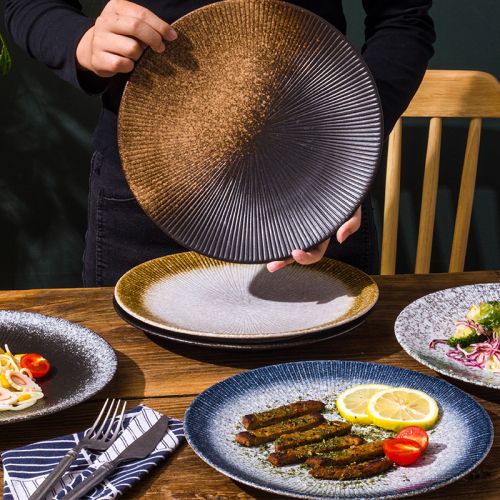 Japanese Style Creative Striped Steak Pasta Plate - 2