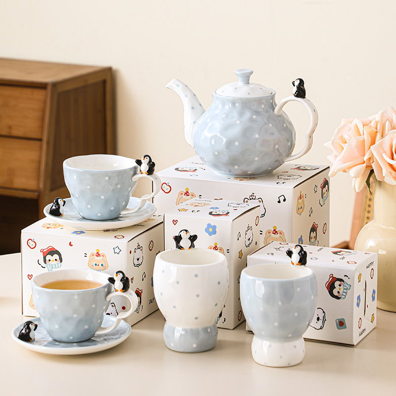 Cartoon Penguin Cute Cup & Saucer Teapot Set