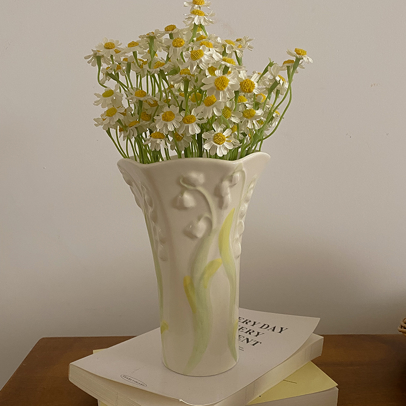 Hand-Painted Embossed Lily of the Valley Vase