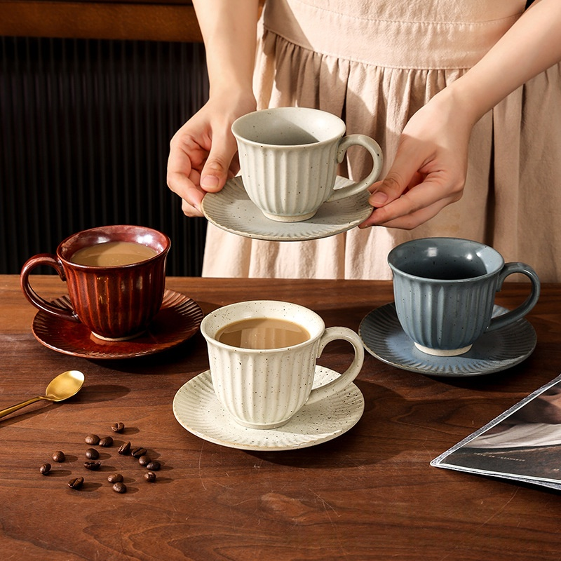 Minimalist Striped Coffee Cup & Saucer Set