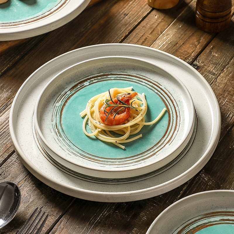 Minimalist Hand-Painted Green Ink Tableware Set