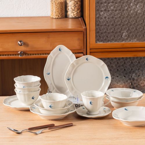 Swallow Minimalist Embossed Dinnerware Set - 1