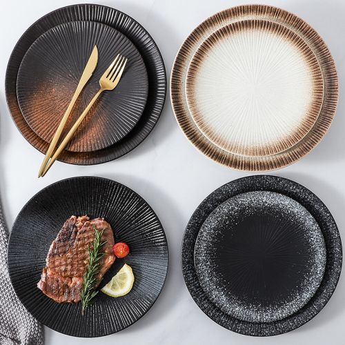 Japanese Style Creative Striped Steak Pasta Plate - 1
