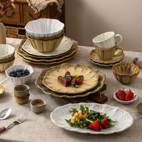 Embossed Vintage Underglaze Tableware Set