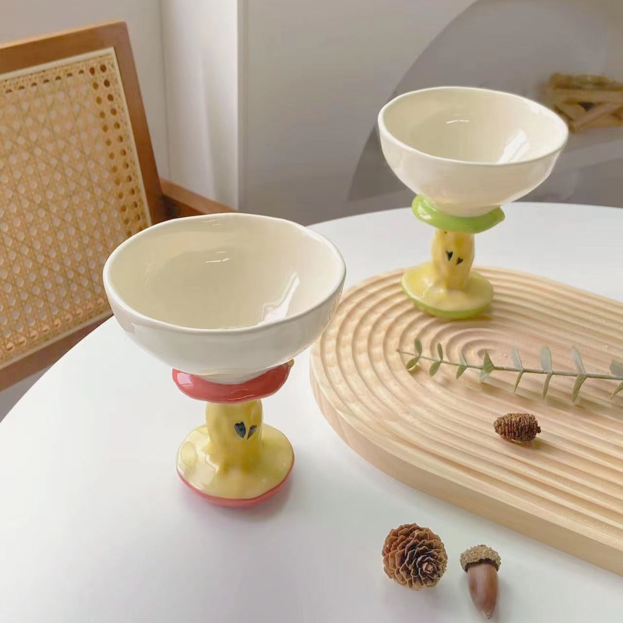 Apple-Core Shaped Creative Stemmed Dessert Bowl