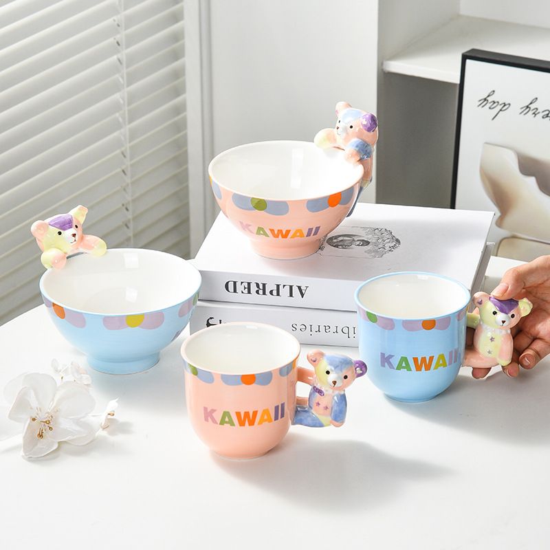 KAWAII Bear Handle Mug and Bowl Set