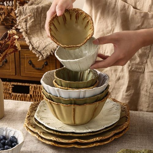 Embossed Vintage Underglaze Tableware Set