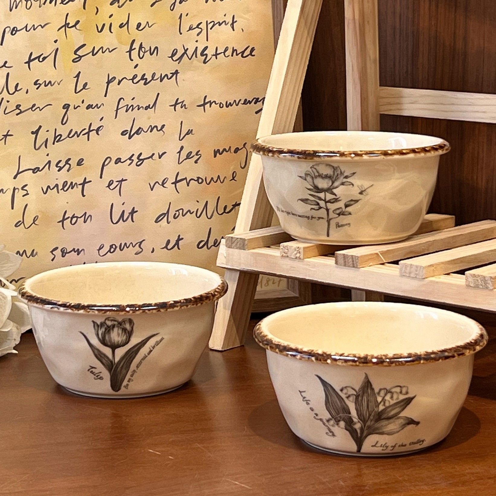 Japanese Retro Floral Rice & Dessert Bowl