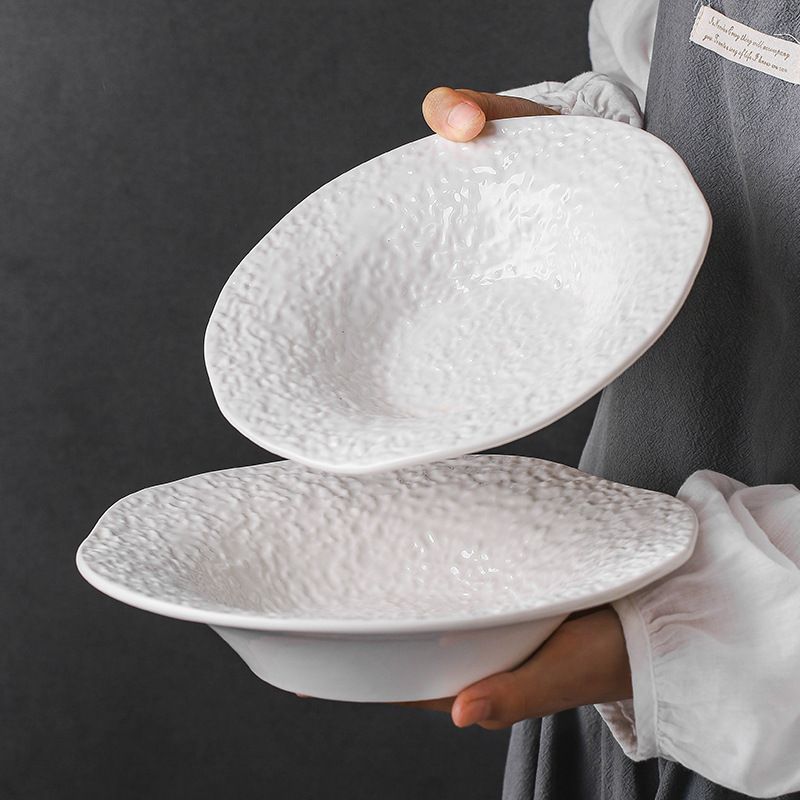 Irregular Rock-Textured Deep Salad Soup Plate