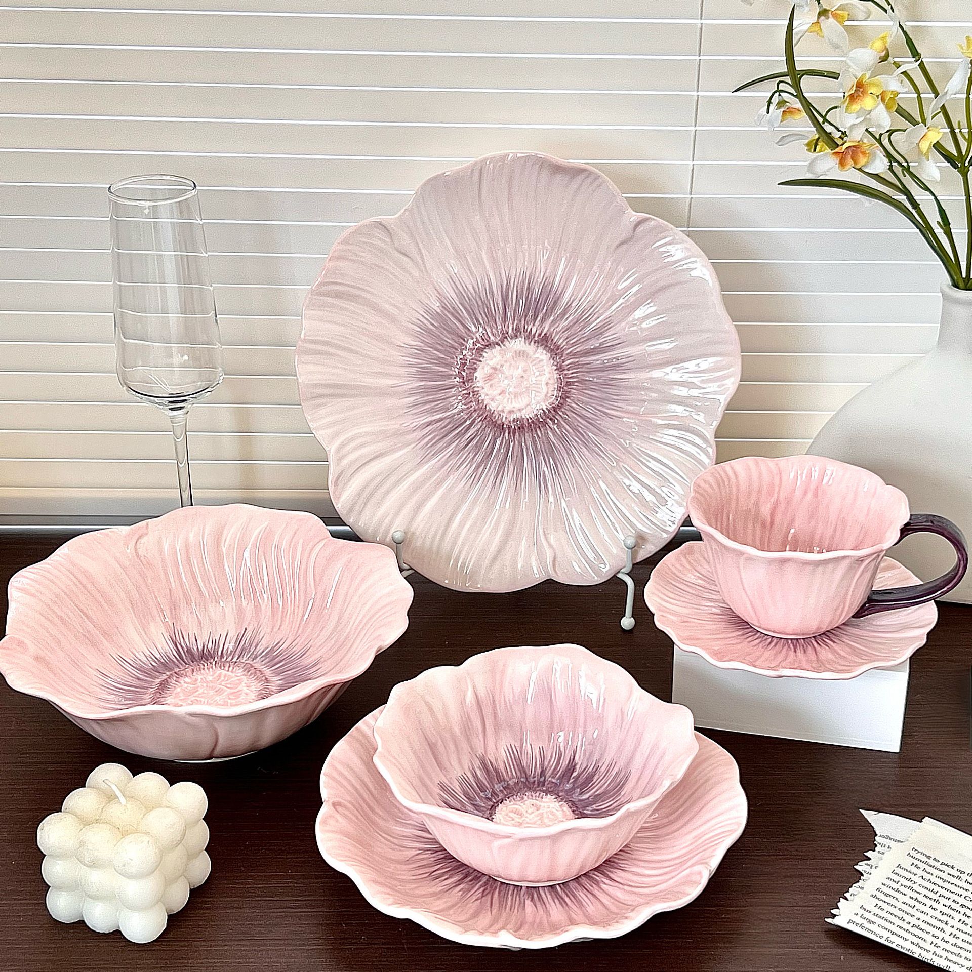 Petal Design Elegant Underglaze Tableware Set