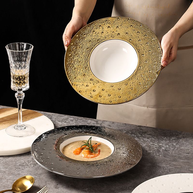 Luxury Electroplated Gold Pasta Soup Plate