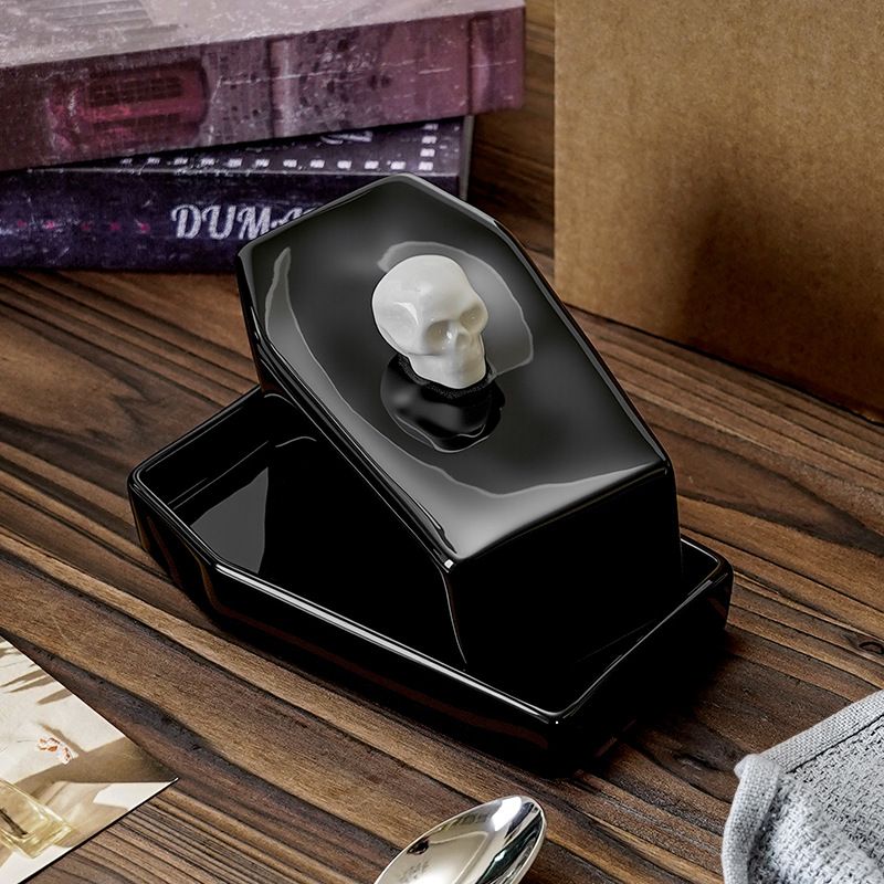 Creative Halloween Skull Butter Dish with Lid