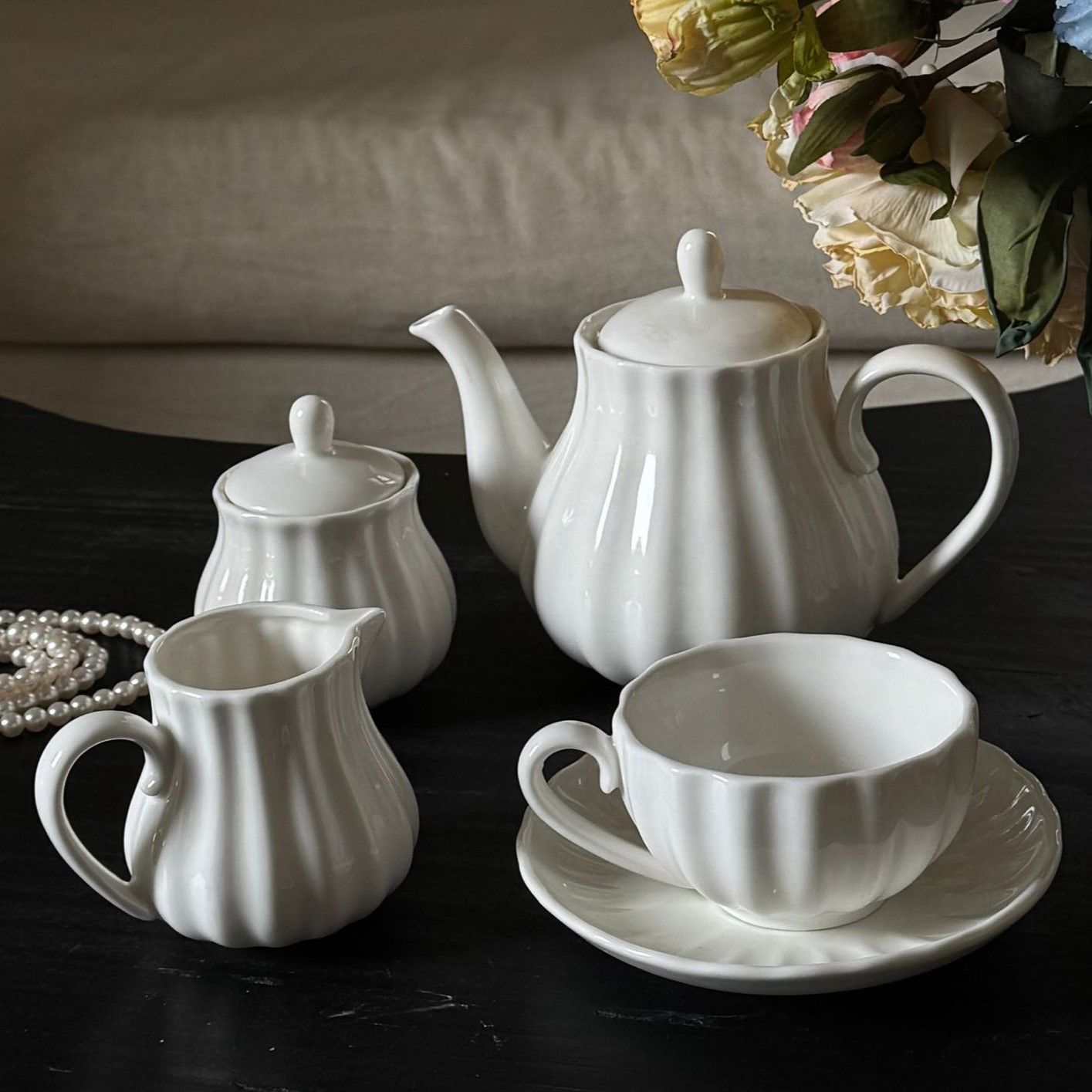 French Style Elegant White Afternoon Tea Set