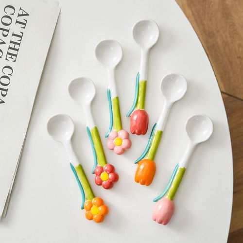 Hand-Painted Embossed Tulip Flower Spoon